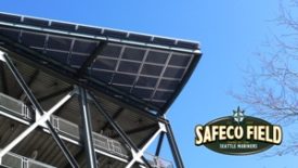 A Panasonic solar panel system at Safeco Field, the Seattle Mariners' home ballpark.