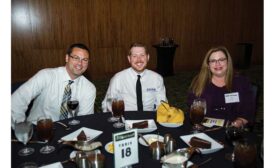 Folks from Owen Security and Kimberlite wait for the first course to be served