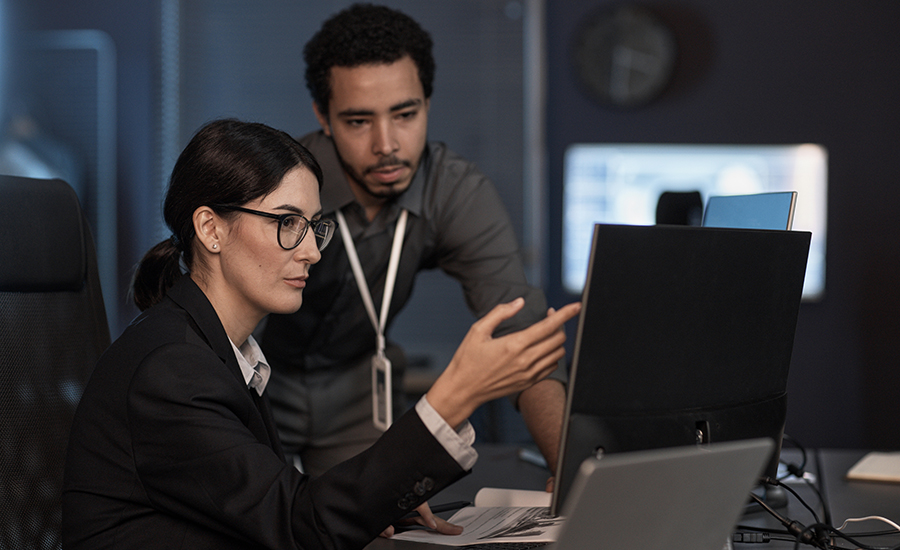 Employees monitoring video surveillance