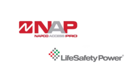 Image of the Napco Access Pro & LifeSafety Power logos.